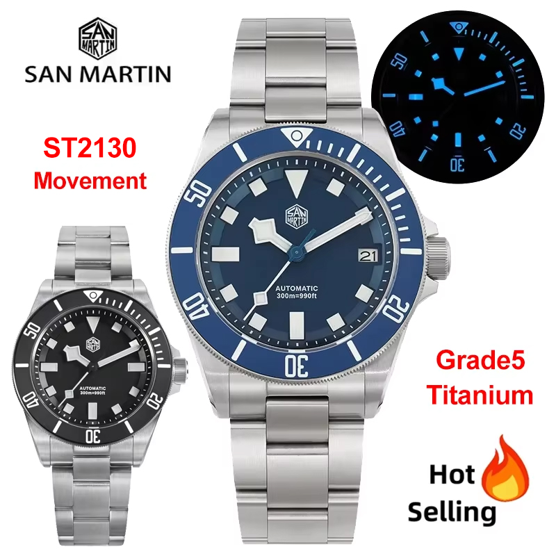 Titanium Automatic Watch 300M Sapphire - ساعة سان مارتن SN0121T ميكانيكية بحركة