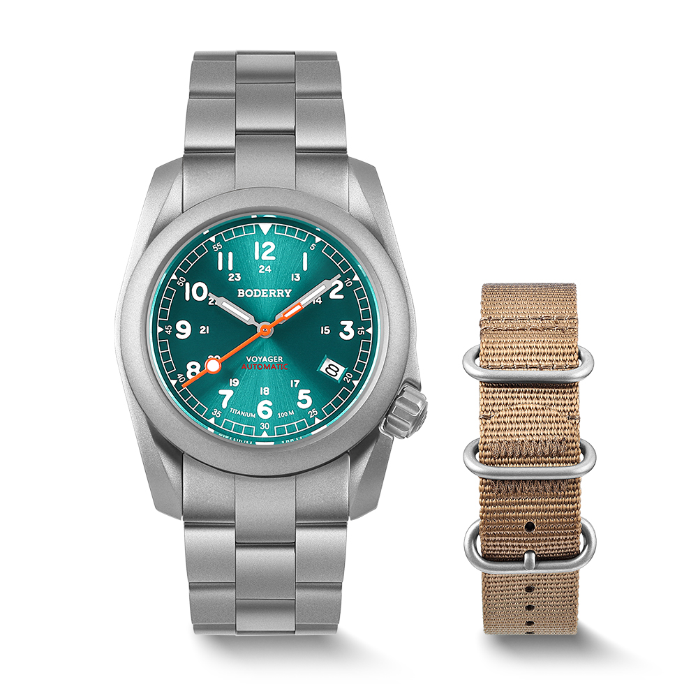 Field Watch Titanium 100M Sapphire - ساعة بوديري فيلد VOYAGER للرجال، مقاومة