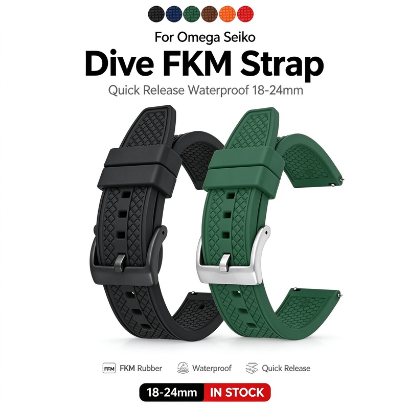 Fkm Rubber Dive Watch Strap 20Mm - حزام ساعة رياضي مقاوم للماء من