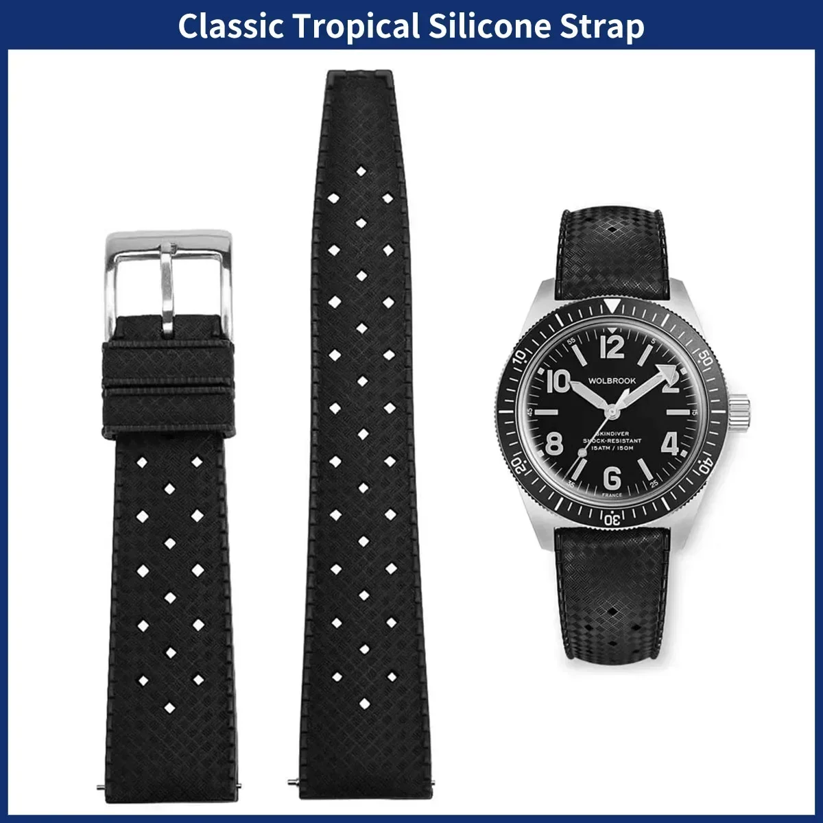 Fkm Rubber Dive Watch Strap 20Mm - FKM حزام ساعة اليد 20 مللي