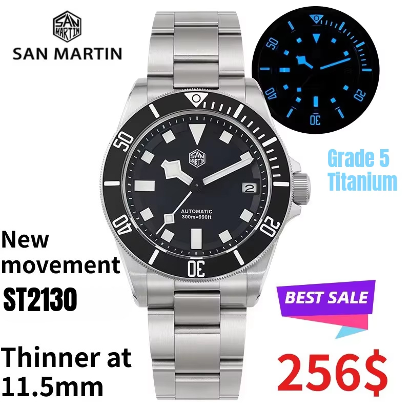 Titanium Automatic Watch 300M Sapphire - ساعة غوص سان مارتن SN0121T من