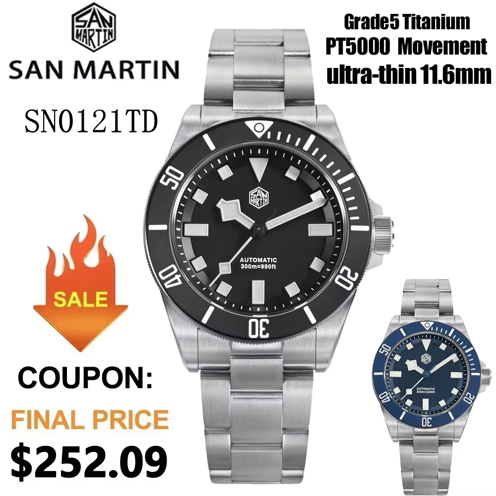 Titanium Automatic Watch 300M Sapphire - ساعة غوص سان مارتن SN0121TE من