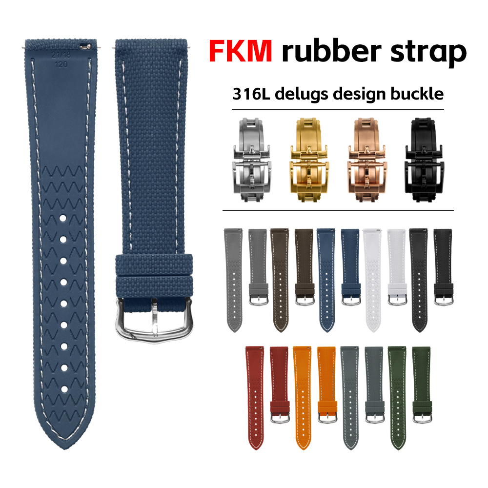 حزام ساعة مطاطي من نوع FKM بنق - مراجعة Fkm Rubber Dive Watch Strap 20Mm وسعره