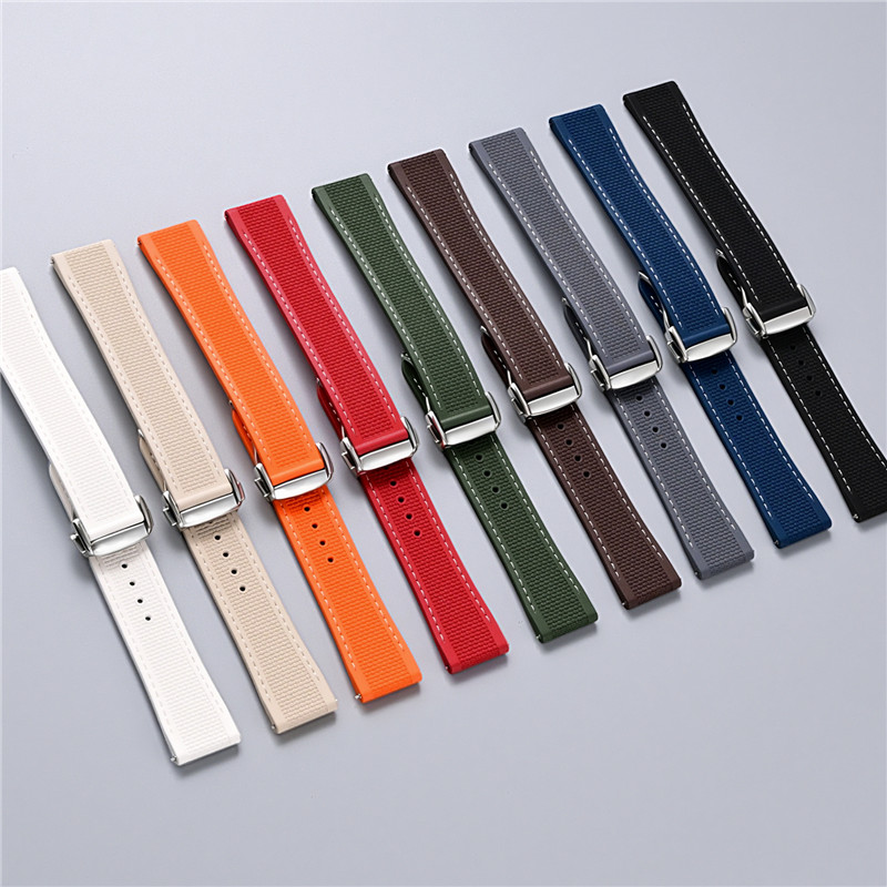 حزام ساعة رياضي قابل للطي من م - مراجعة Fkm Rubber Dive Watch Strap 20Mm وسعره