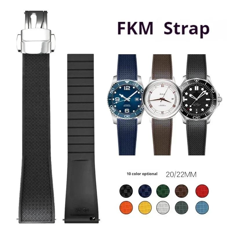 20 مللي متر 22 مللي متر FKM حز - مراجعة Fkm Rubber Dive Watch Strap 20Mm وسعره