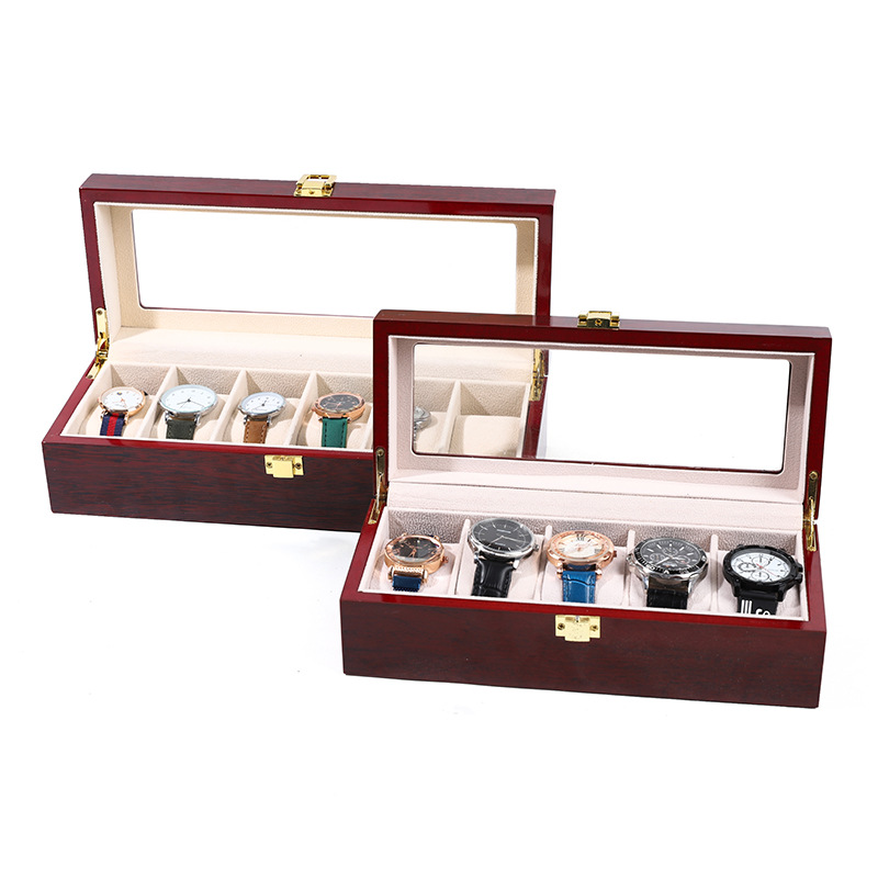 منظم صندوق ساعات خشبي بطلاء أح - مراجعة Watch Display Case Glass Top 12 Slots وسعره