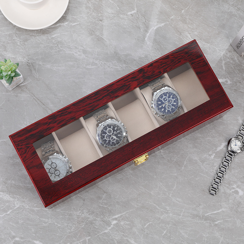 منظم صندوق ساعات خشبي بطلاء أح - مراجعة Watch Display Case Glass Top 12 Slots وسعره