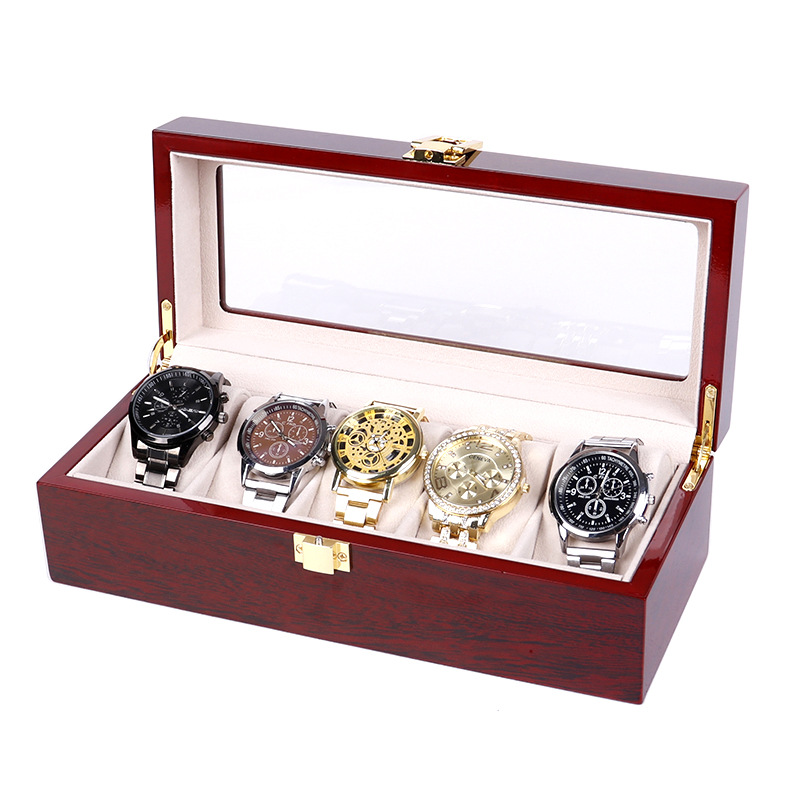 منظم صندوق ساعات خشبي بطلاء أح - مراجعة Watch Display Case Glass Top 12 Slots وسعره