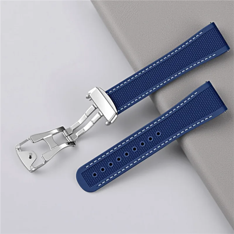 حزام ساعة رياضية قابل للطي بمش - مراجعة Fkm Rubber Dive Watch Strap 20Mm وسعره