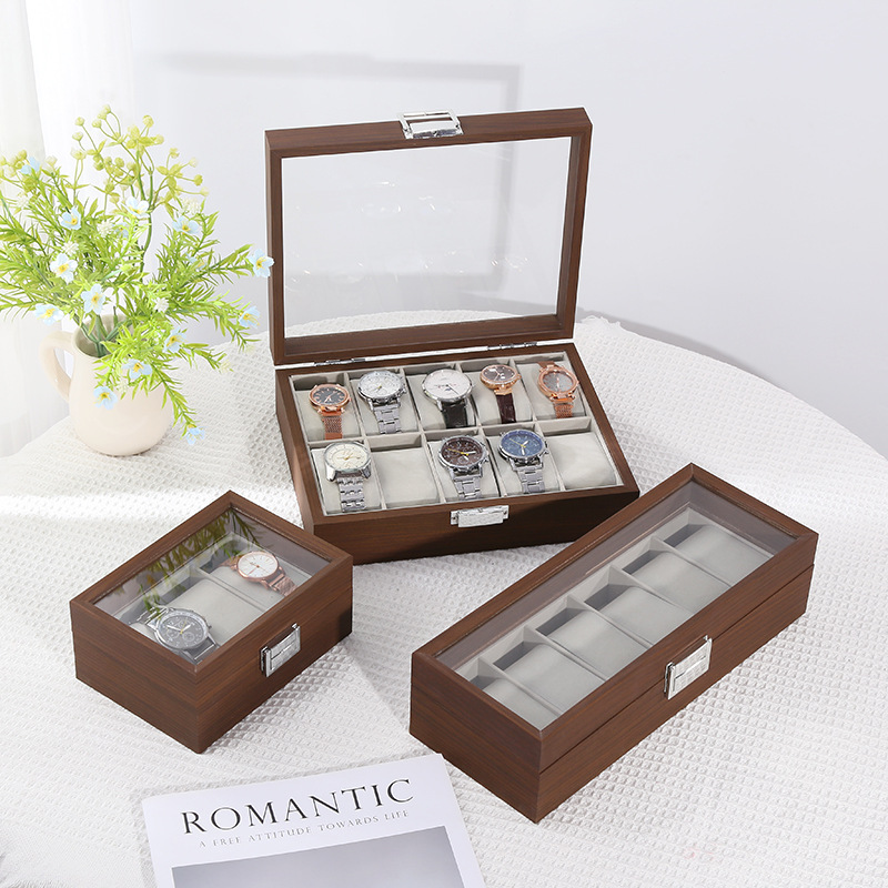 صندوق عرض ساعات خشبي فاخر من ا - مراجعة Watch Display Case Glass Top 12 Slots وسعره