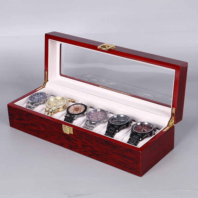 صندوق تخزين مجوهرات خشبي مع طل - مراجعة Watch Display Case Glass Top 12 Slots وسعره