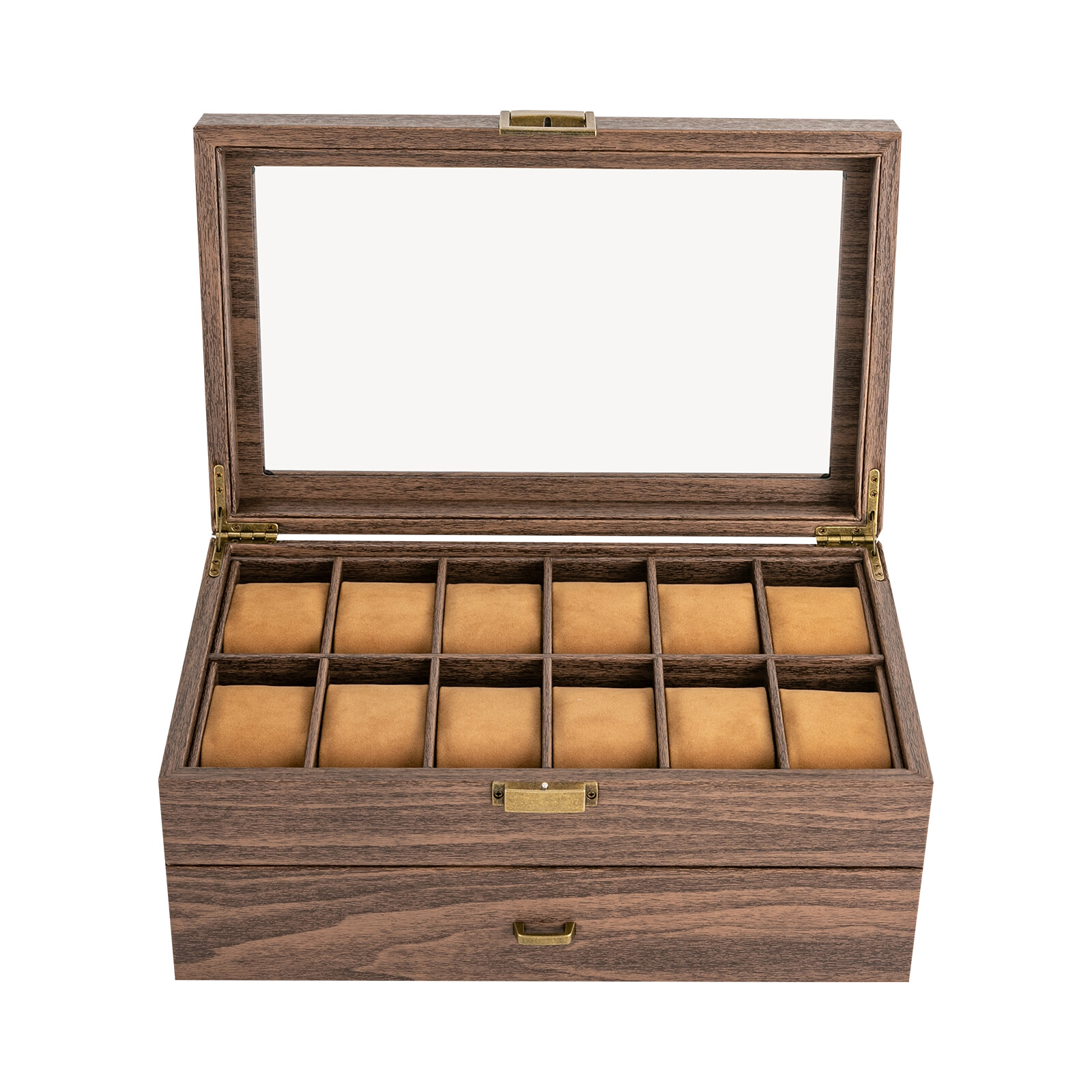 صندوق ساعات بـ 24 فتحة، حافظة  - مراجعة Watch Display Case Glass Top 12 Slots وسعره