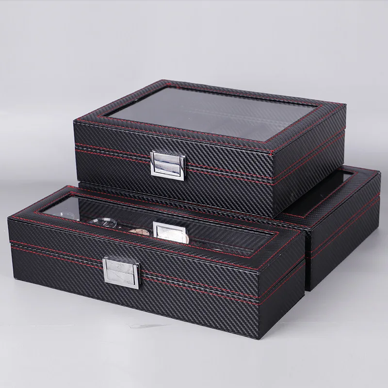 صندوق ساعات من الجلد الصناعي ل - مراجعة Watch Display Case Glass Top 12 Slots وسعره