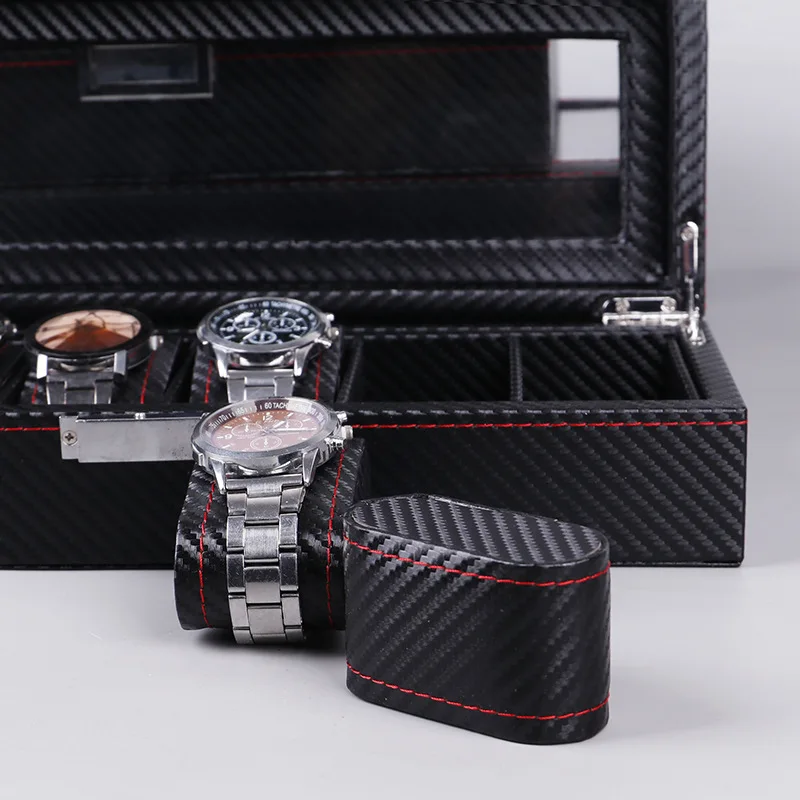 صندوق ساعات من الجلد الصناعي ل - مراجعة Watch Display Case Glass Top 12 Slots وسعره