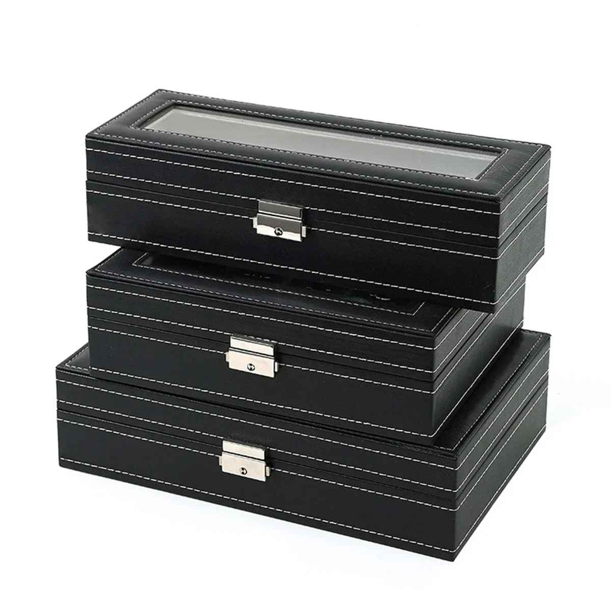 بو الجلود ووتش مربع 2/3/4/5/6/ - مراجعة Watch Display Case Glass Top 12 Slots وسعره