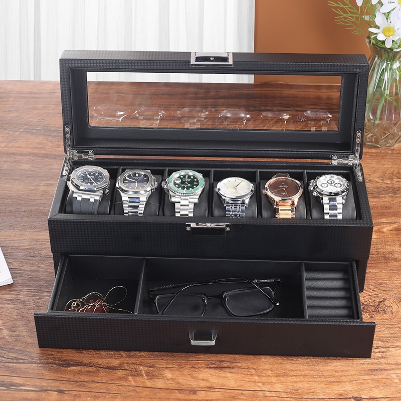صندوق عرض وتخزين للساعات من ال - مراجعة Watch Display Case Glass Top 12 Slots وسعره