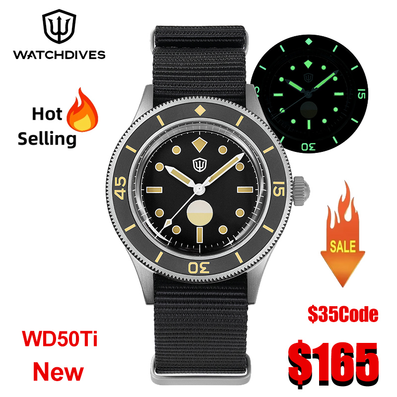 Watchdives WD50Ti ساعة الغوص N - مراجعة Titanium Automatic Watch 300M Sapphire وسعره