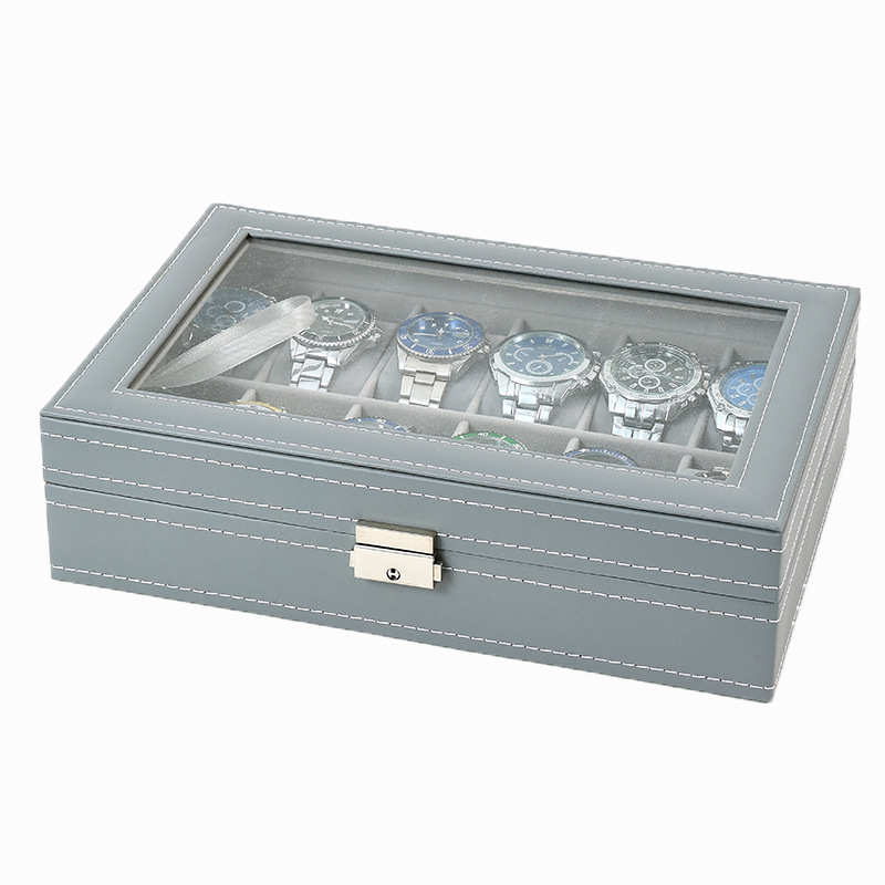 بو الجلود ووتش مربع 2/3/4/5/6/ - مراجعة Watch Display Case Glass Top 12 Slots وسعره