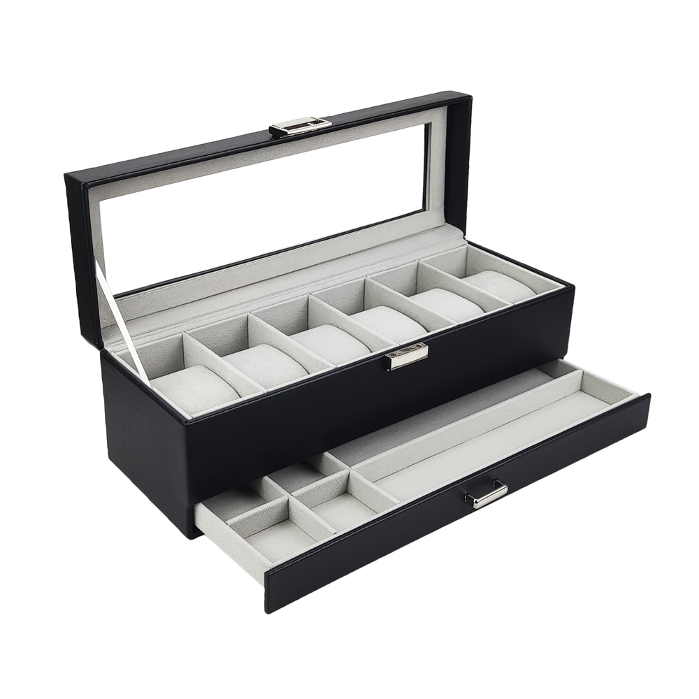 عرض ساخن: صندوق عرض وتخزين وتن - مراجعة Watch Display Case Glass Top 12 Slots وسعره