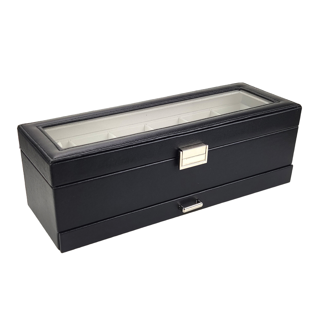 عرض ساخن: صندوق عرض وتخزين وتن - مراجعة Watch Display Case Glass Top 12 Slots وسعره