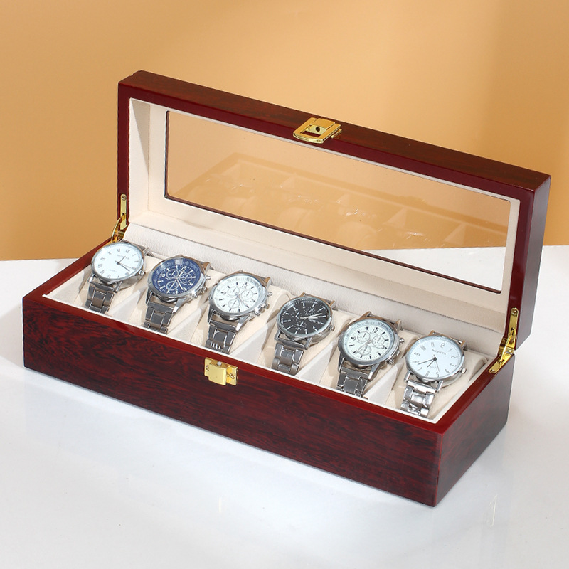 منظم صندوق ساعات خشبي بطلاء أح - مراجعة Watch Display Case Glass Top 12 Slots وسعره