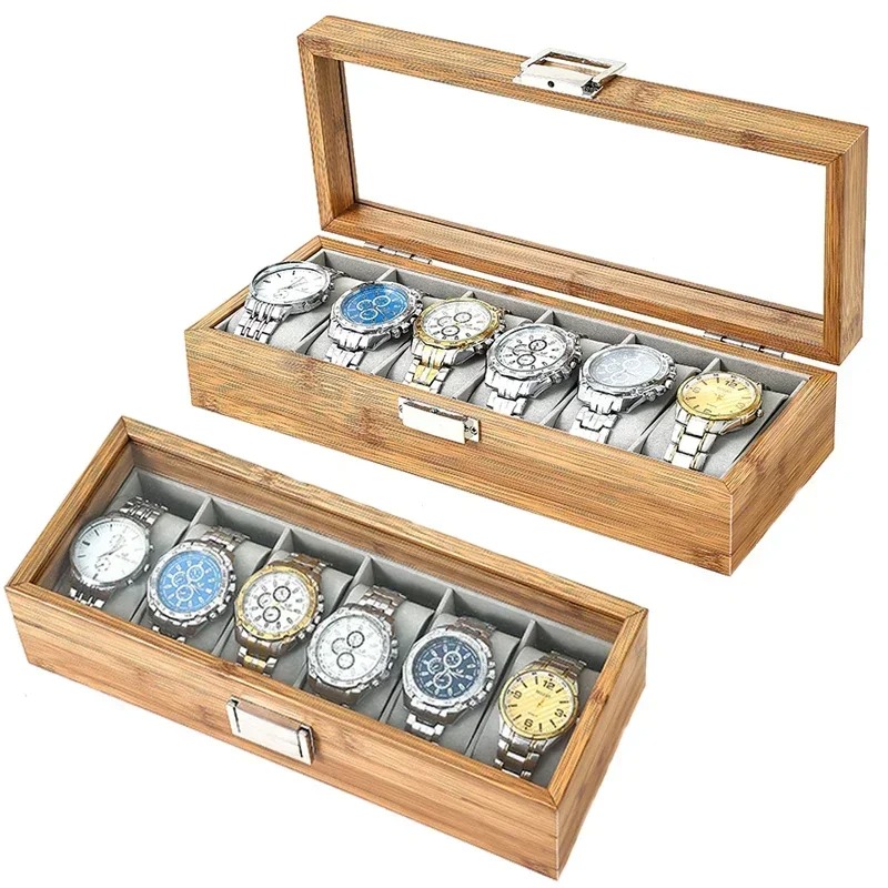 صندوق عرض ساعات خشبي فاخر من ا - مراجعة Watch Display Case Glass Top 12 Slots وسعره
